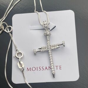 Sterling silver 925 nail cross nail moissanite diamond necklace